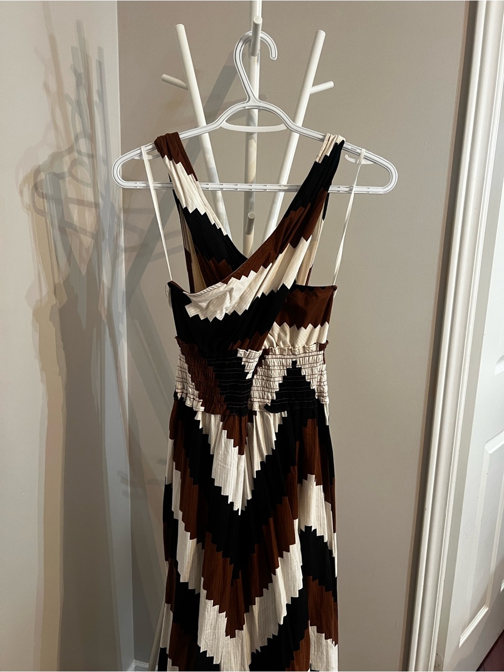 Anthropologie Brown Black and Cream Chevron Maxi Dress - Picture 6 of 8
